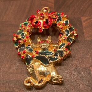 Vintage Hanging Cat Christmas Pendant